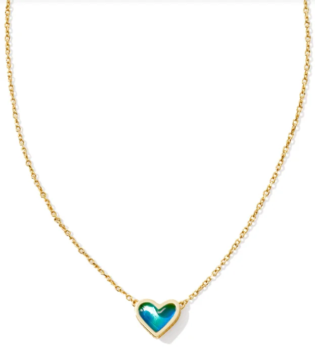 simple necklaces for women -Framed Ari Yellow Gold Plated Mood Stone Heart Short Pendant Necklace by Kendra Scott