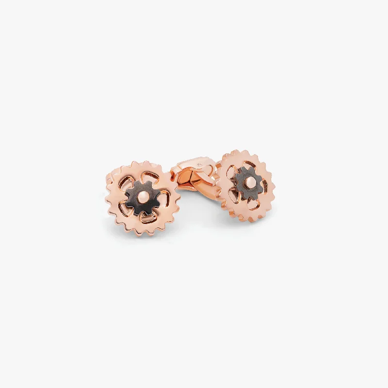 wedding bracelets for women -THOMPSON Gear Smooth rose gold plated cufflinks