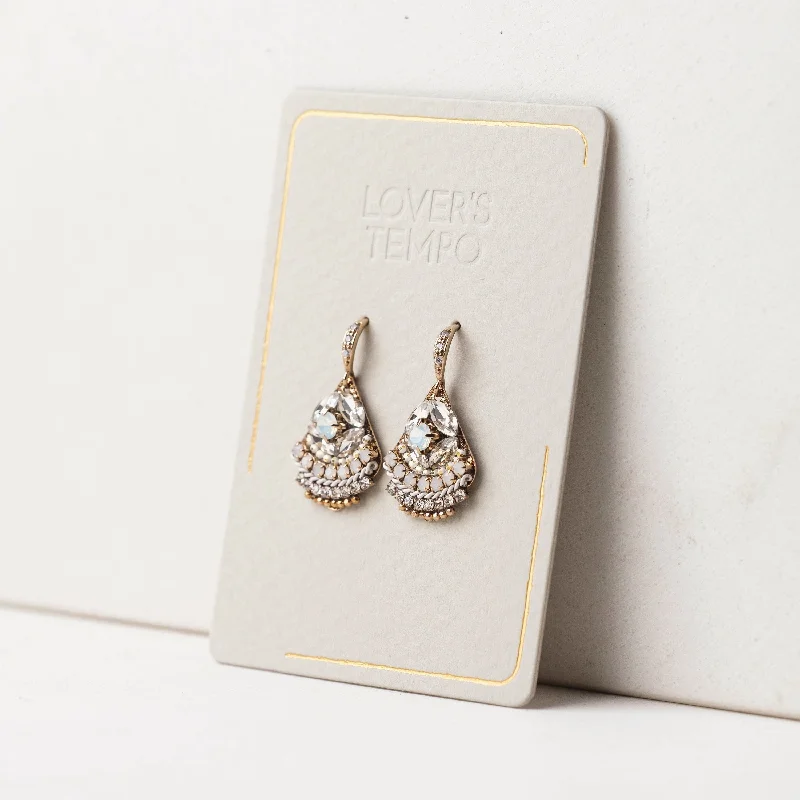 lightweight earrings for women -White Garland Drop Earrings