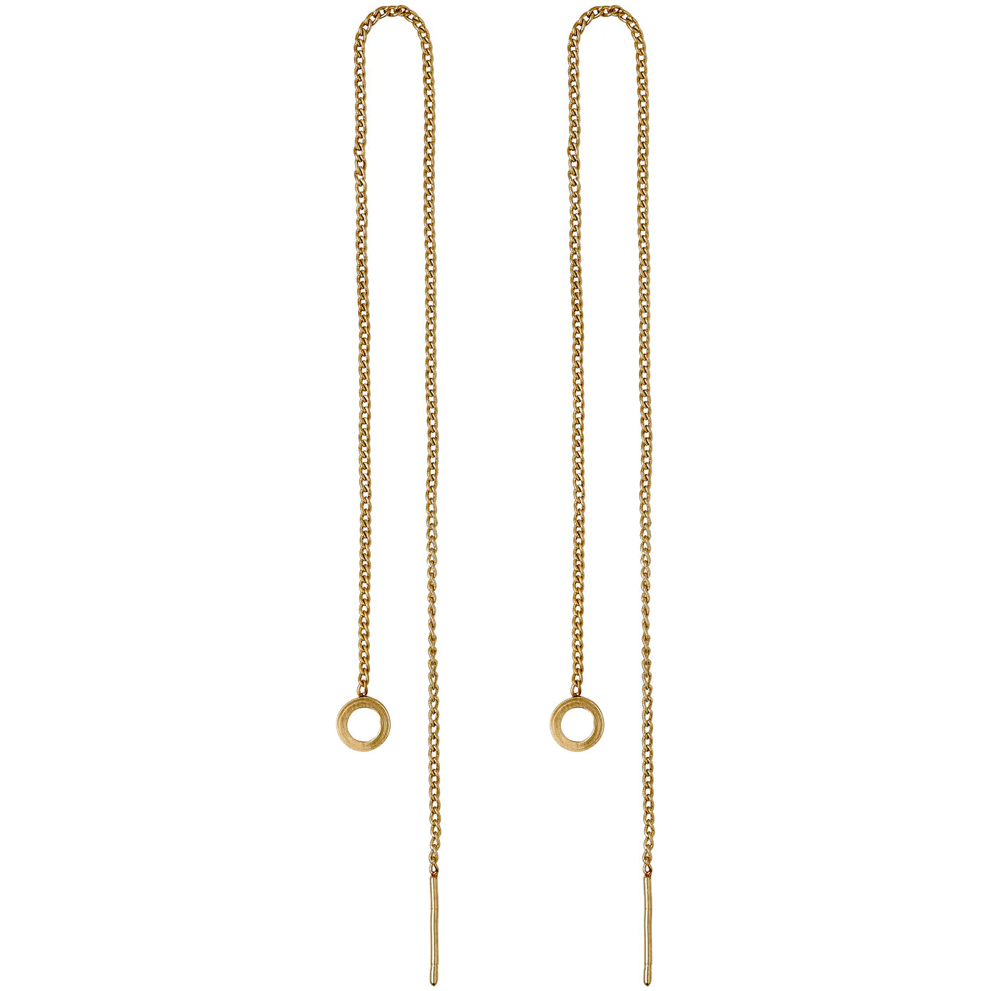 dangle earrings for women -Tahoe Circle Gold Plated Pull Through Earrings