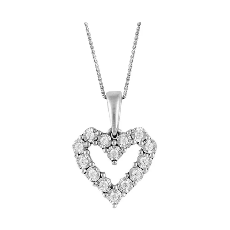 long pendant necklaces for women -Sterling Silver 0.10cttw Diamond Heart Necklace