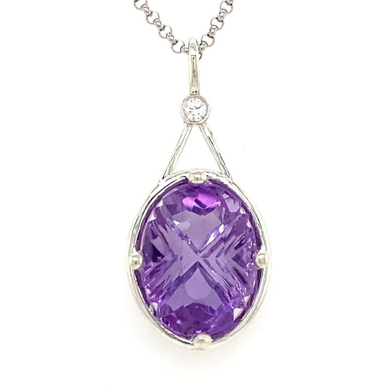 chunky necklaces for women -Sterling Silver Amethyst Necklace