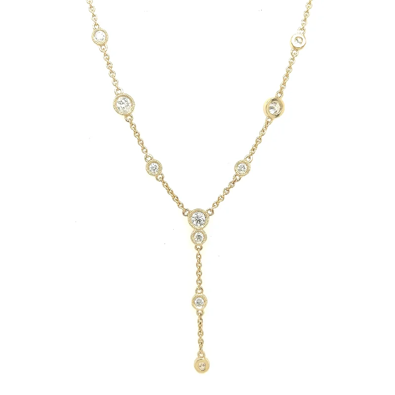 fashion necklaces for women -14K Yellow Gold Diamond Y Station Necklace