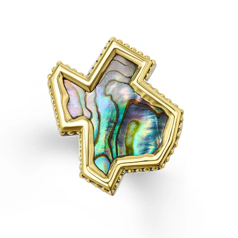 polished gold rings for women -Anthem Abalone Texas State Ring