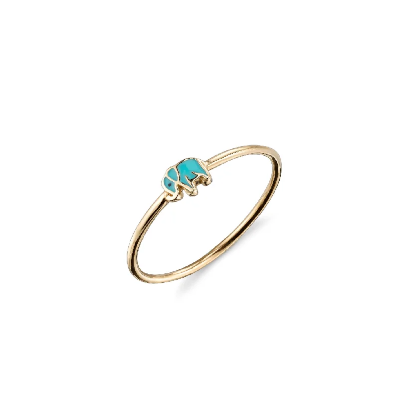 silver rings for women -Gold & Enamel Mini Elephant Ring