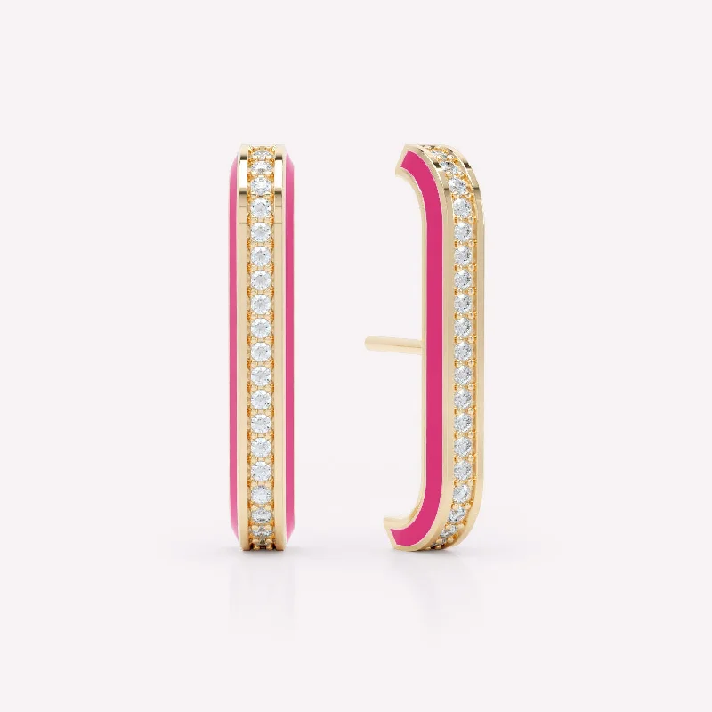 leather bracelets for women -Eternity Pink 18K Gold Ear Cuffs w. Lab-Grown Diamonds