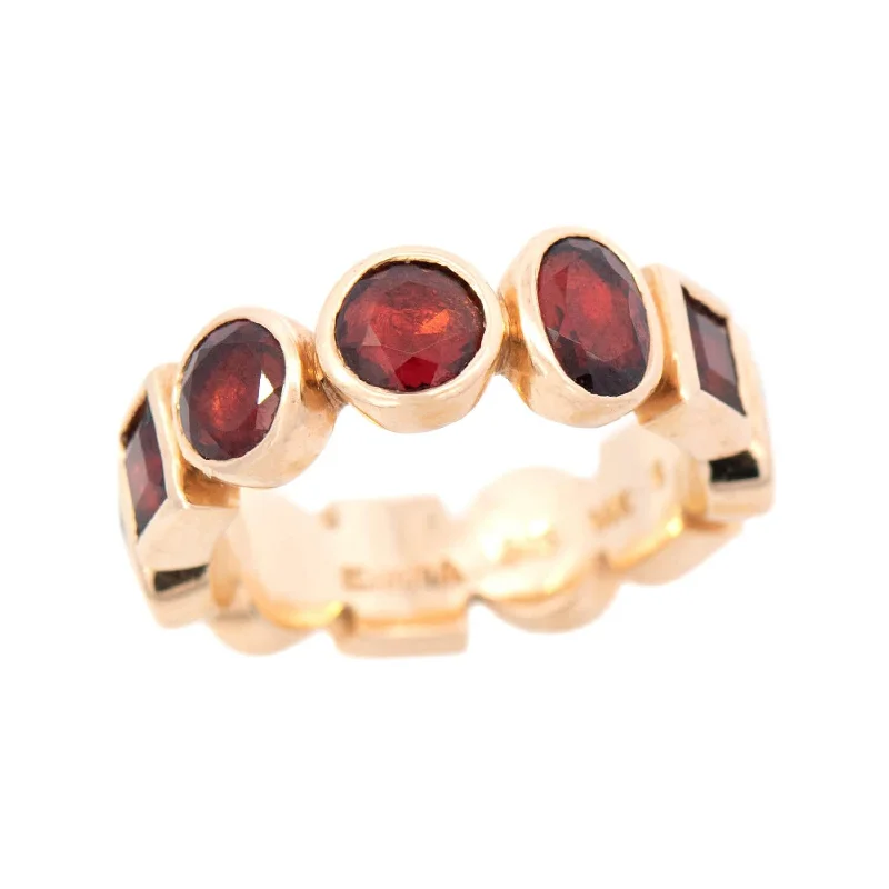 custom rings for women -Estate 14k Garnet Multi-Stone Ring