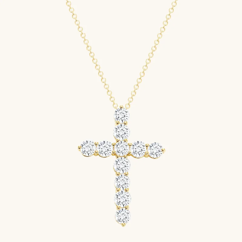 double-strand necklaces for women -Classic Lab Diamond Cross Necklace