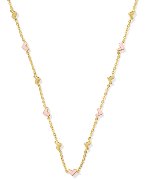 classic pearl necklaces for women -Haven Gold Plated Pink Enamel Strand Necklace by Kendra Scott