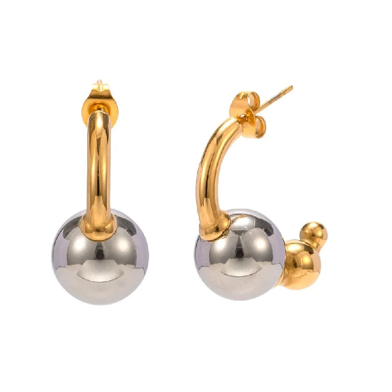 artistic earrings for women -On the Ball | 18K Gold Plated Two Tone Hoop Earrings