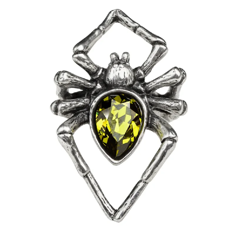 emerald cut rings for women -Emerald Venom Crystal Spider Ring by Alchemy Gothic