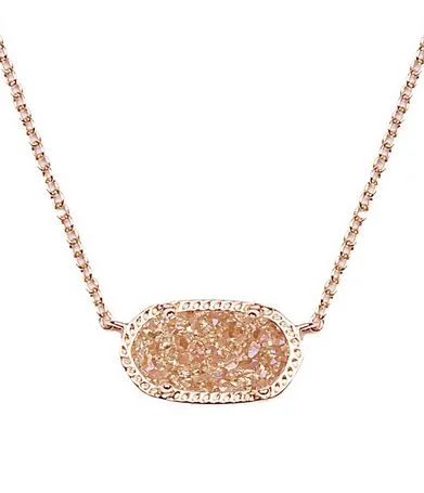 layered gold necklaces for women -Elisa Rose Gold Plated Necklace in Rose Gold Drusy by Kendra Scott