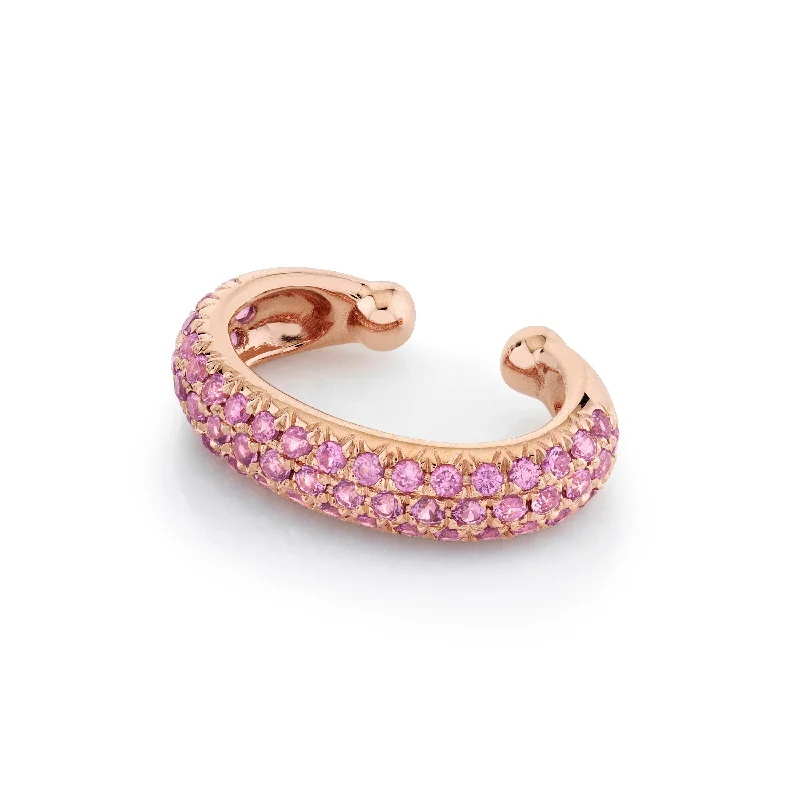 layered bracelets for women -READY TO SHIP PINK SAPPHIRE JUMBO PAVE EAR CUFF