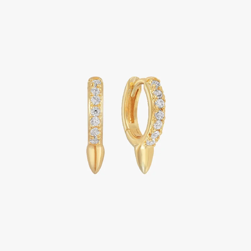 elegant stud earrings -Pave Bullet Huggie Earrings