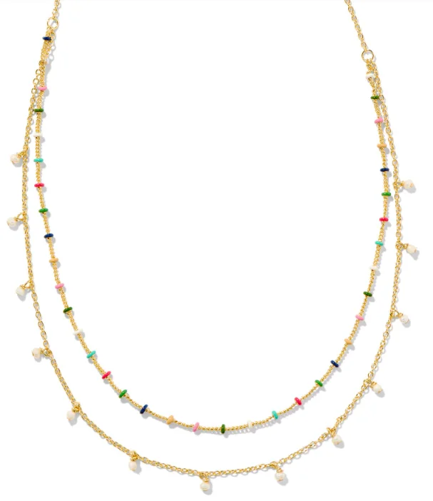 luxury bridal necklaces for women -Eve Yellow Gold Plated Multi Mix Strand Necklace by Kendra Scott