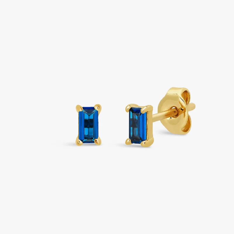 multi-colored earrings -Blue Spinel Baguette Stud Earring