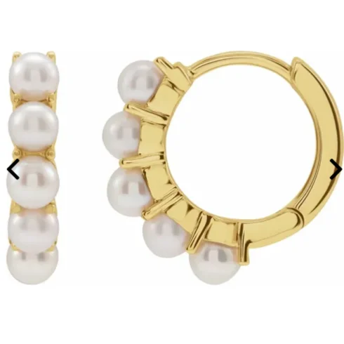 sparkling earrings for women -14K pearl huggie