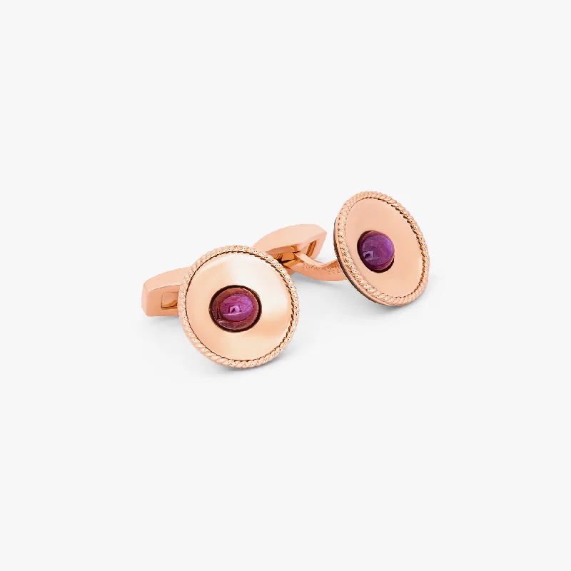 simple silver bracelets -Star Ruby cufflinks in rose gold plated sterling silver (Limited Edition)