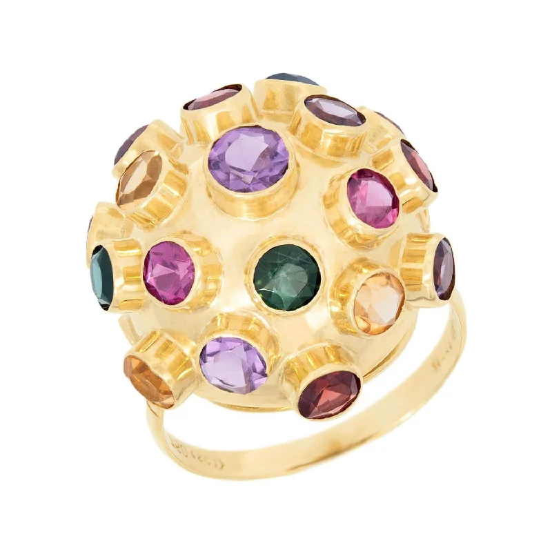 fancy rings for women -Vintage 18k Multi Stone Sputnik Ring