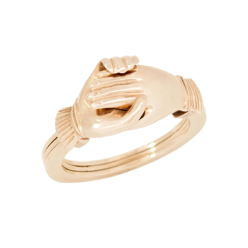 gold plated rings for women -Retro 14k Moveable 3 band Claddagh Ring