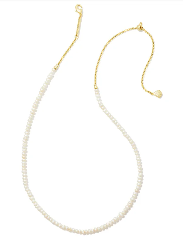 short chain necklaces for women -Lolo Gold White Pearl Strand Necklace by Kendra Scott