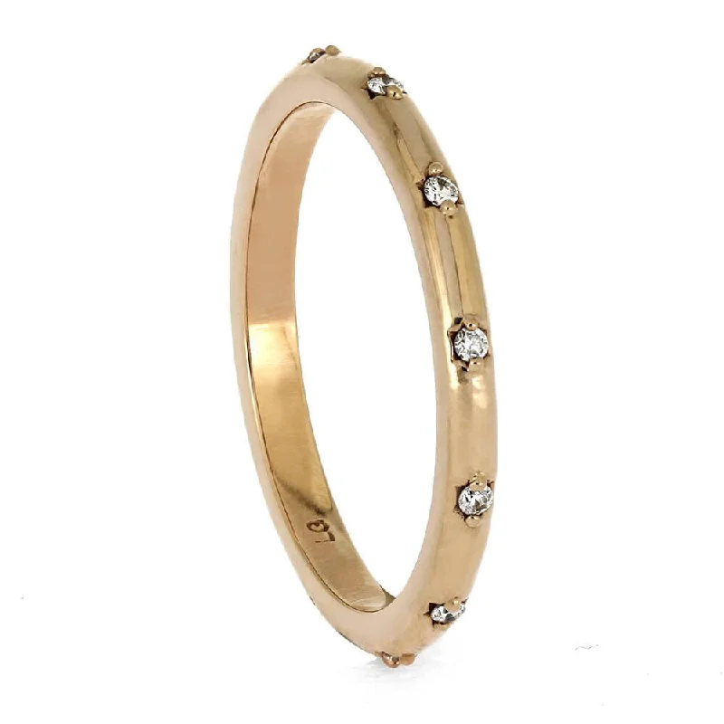 pearl rings for women -Starburst Ring in 14k Rose Gold with Lab Diamond Accents