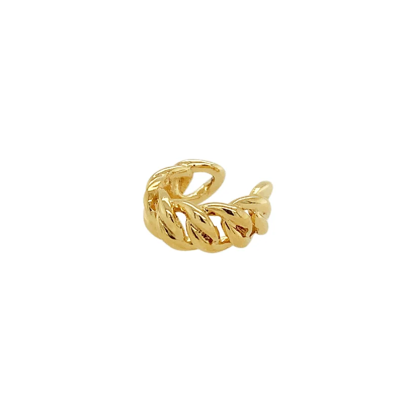 simple silver bracelets -Curb Gold Plated Ear Cuff