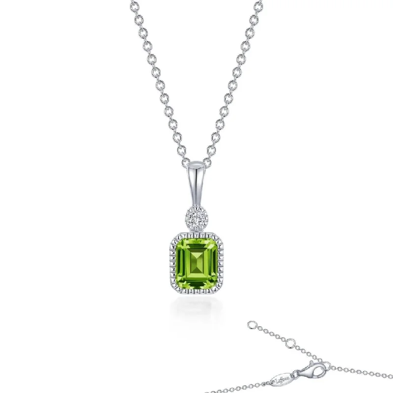 men's style necklaces for women -SS/PT 0.91cttw Simulated Diamond & Simulated Peridot Pendant Necklace