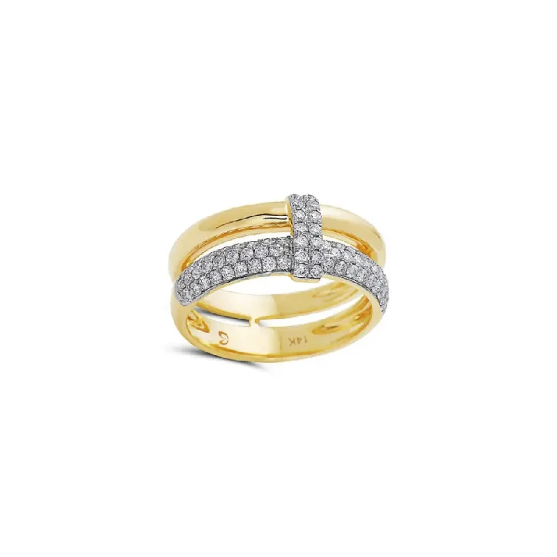 luxury gemstone engagement rings -Double Row Pave Diamond T Ring