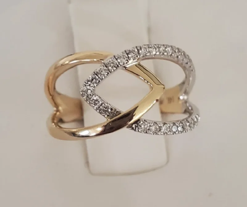 rose gold engagement rings -14kt Yellow and White Gold Diamond Fashion Ring