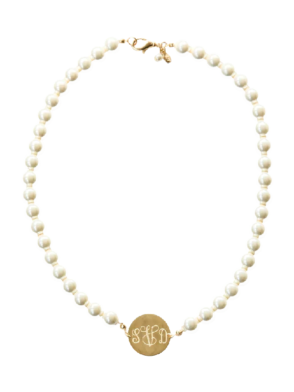 minimalist necklaces for women -Pearl Monogram Necklace