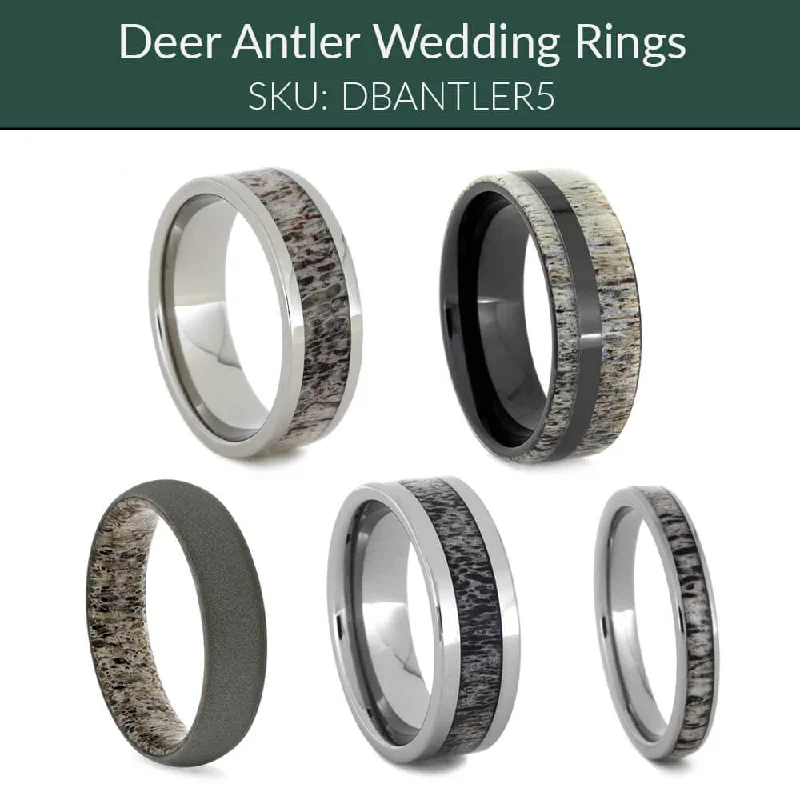 birthstone rings for women -Deer Antler Rings, Set of 5-DBANTLER5