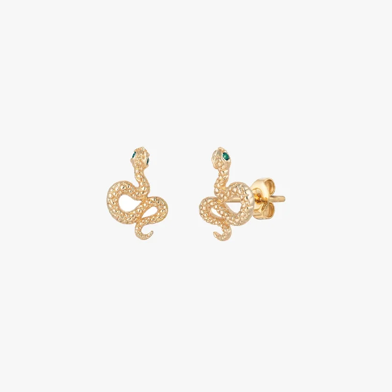 evening wear earrings for women -Textured Snake Stud Earrings