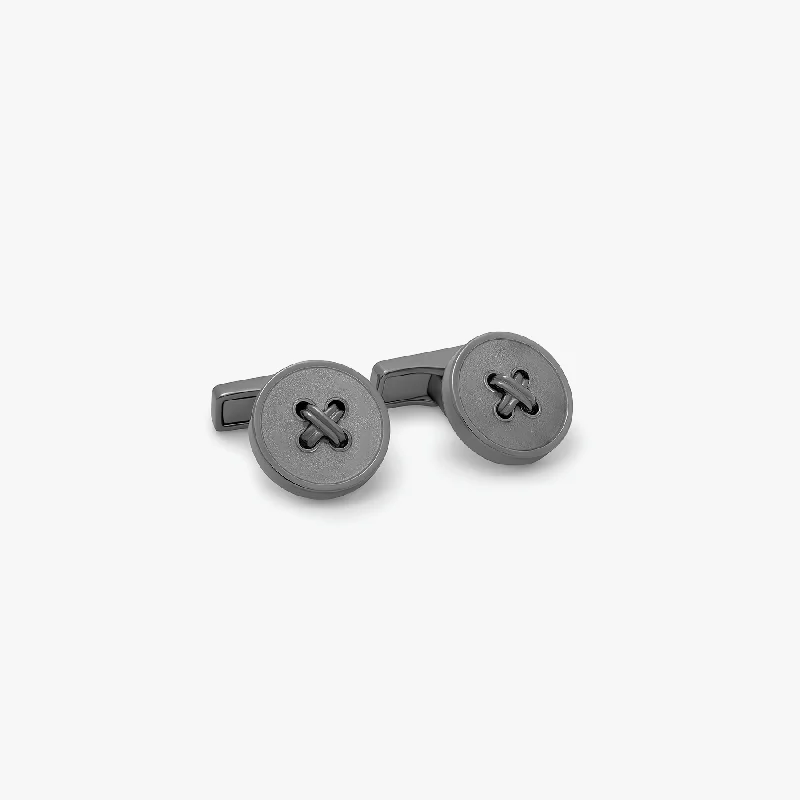 romantic bangles for women -THOMPSON Tambor Button cufflinks with grey enamel