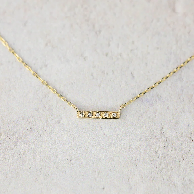 stylish necklaces for women -Pave Diamond Bar Necklace