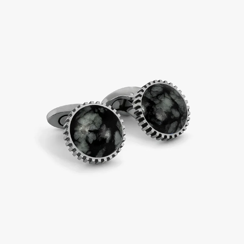 friendship bangles for women -Titanium Classic Cufflinks in Line Stone