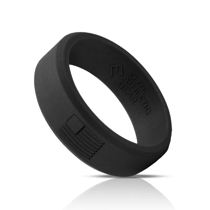 trendy wedding rings -USA Flag Silicone Ring - Black