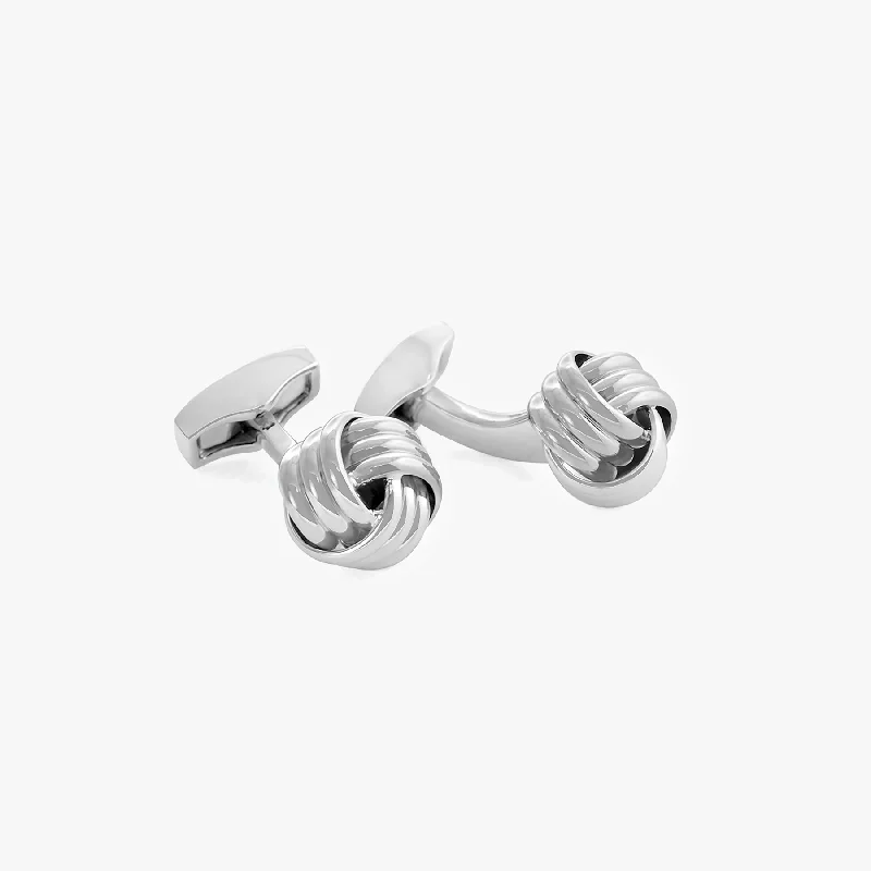 stylish leather bracelets -Cable Knot Cufflinks In Silver Palladium Plated