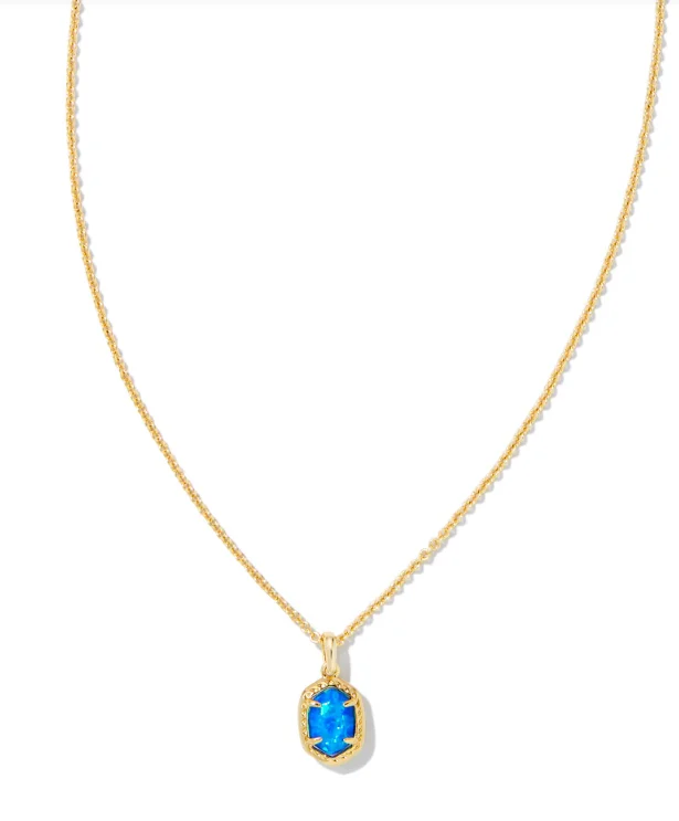 wedding necklaces for women -Daphne Gold Bright Blue Kyocera Opal Framed Short Pendant Necklace by Kendra Scott