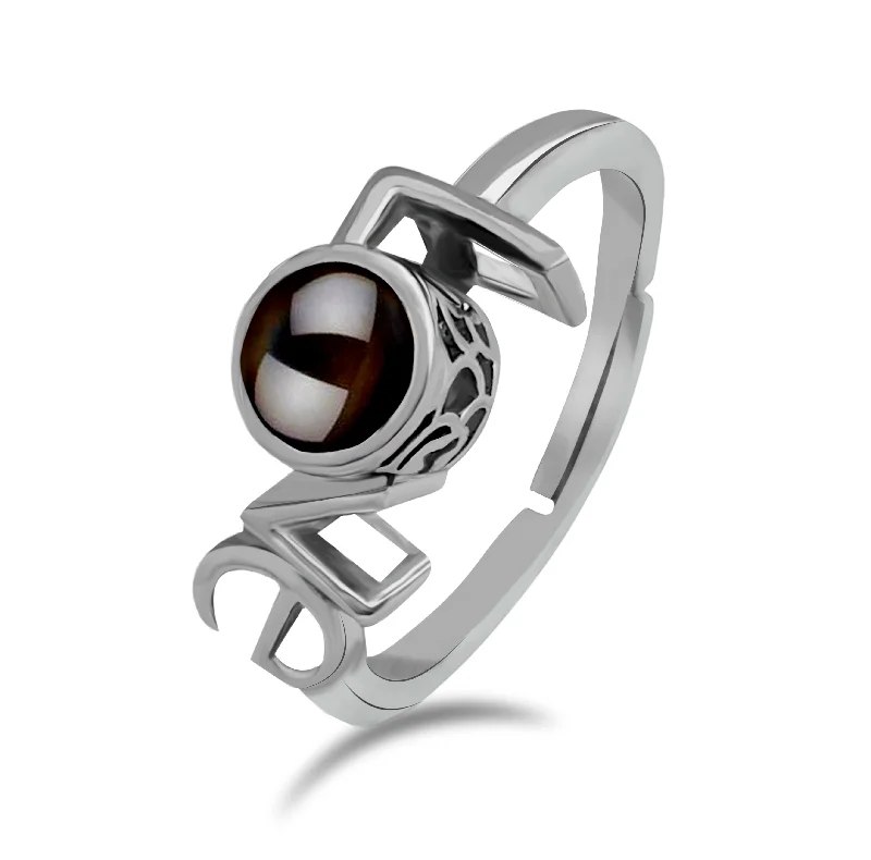 engraved rings for women -Urbana Silver Plated Single Adjustable Ring Reflecting I love you In 100 Languages-1506347