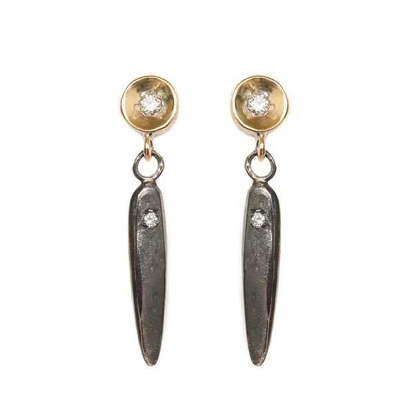 chic drop earrings -vertebrae spike dangle with diamonds