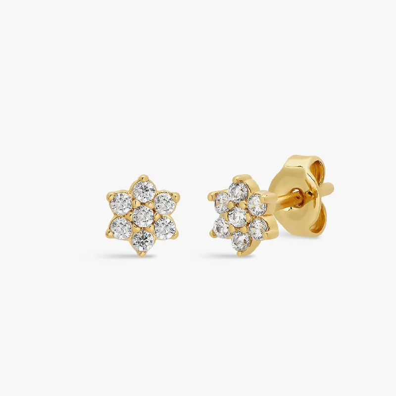 customizable earrings -Pavé Flower Stud Earrings