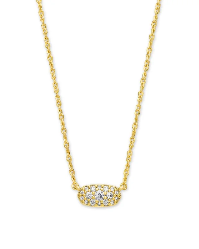 fine jewelry necklaces -Grayson Gold Plated Crystal Necklace with White CZ by Kendra Scott