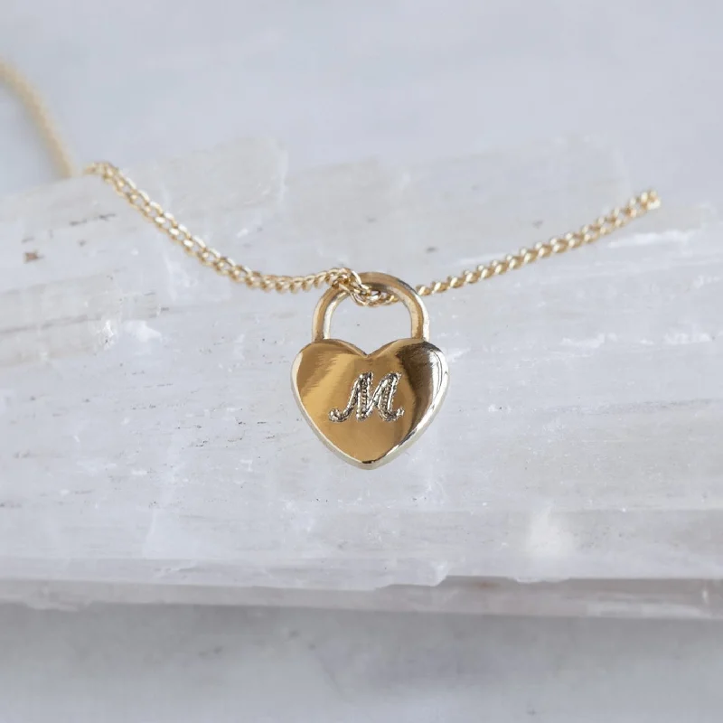 women's choker necklaces -The Personalized Heart Lock Necklace | 14K Yellow Gold