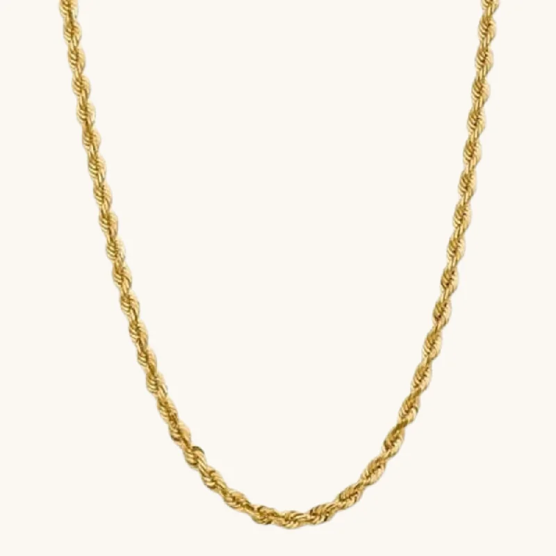 personalized initials necklaces -5mm Gold Rope Chain Necklace