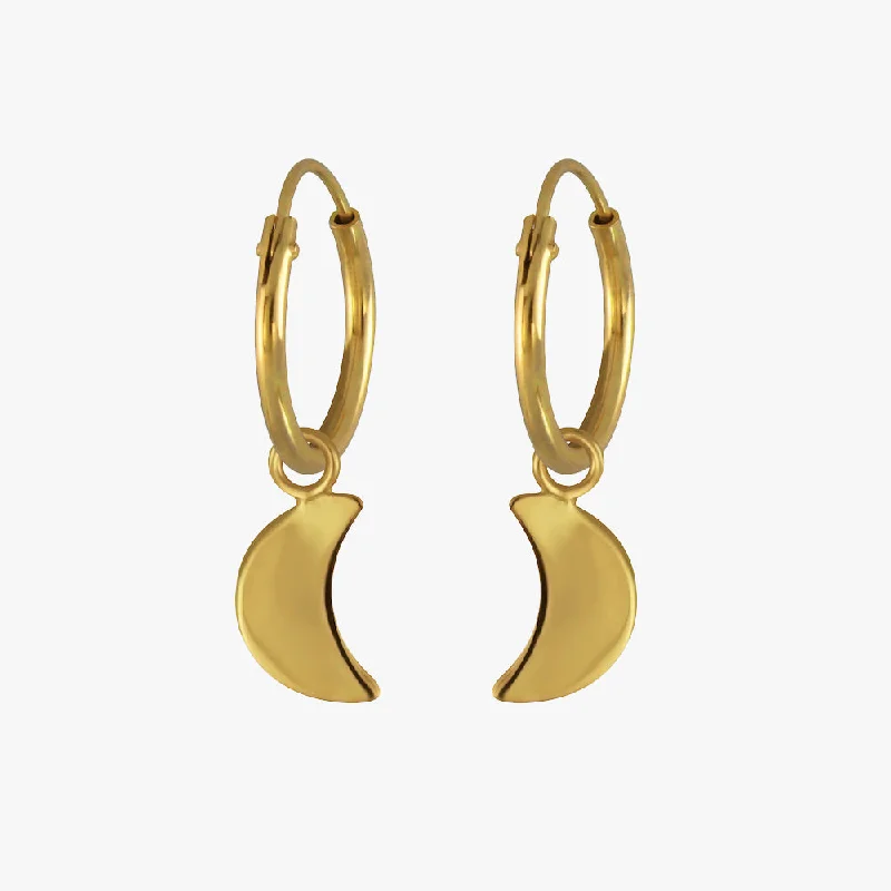 everyday earrings for women -Moon Mini Hoop Earrings