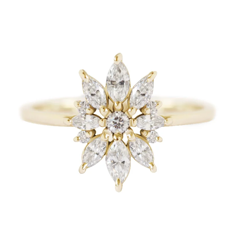 statement rings for women -Marquise Diamond Floral Ring - Olivia