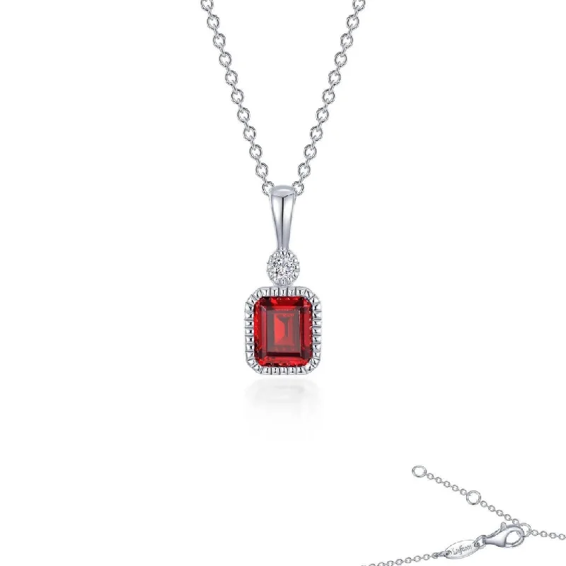 leather cord necklaces for women -SS/PT 0.91cttw Simulated Diamond & Simulated Garnet Pendant Necklace