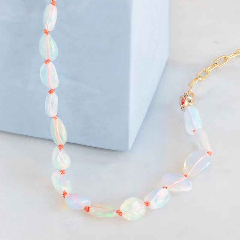 double-strand necklaces for women -The Knotted Opal Necklace | Gold Filled