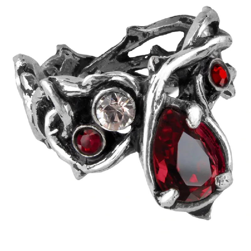 art deco rings for women -Passion Red Crystal Ring by Alchemy Gothic